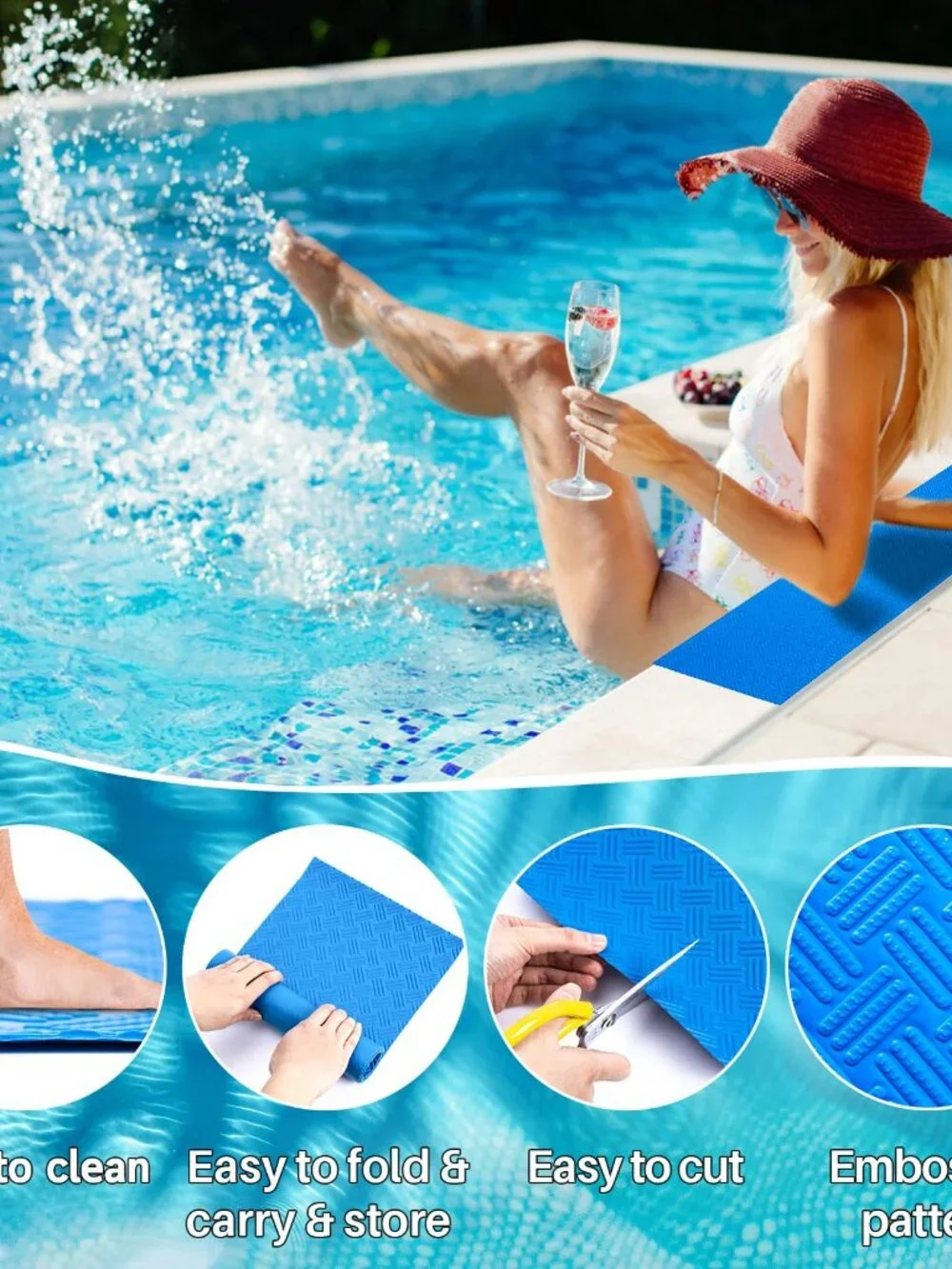 MAQIHAN Swimming Pool Step Mat - Pool Ladder Mat,Swimming Step Pad for Above Gro